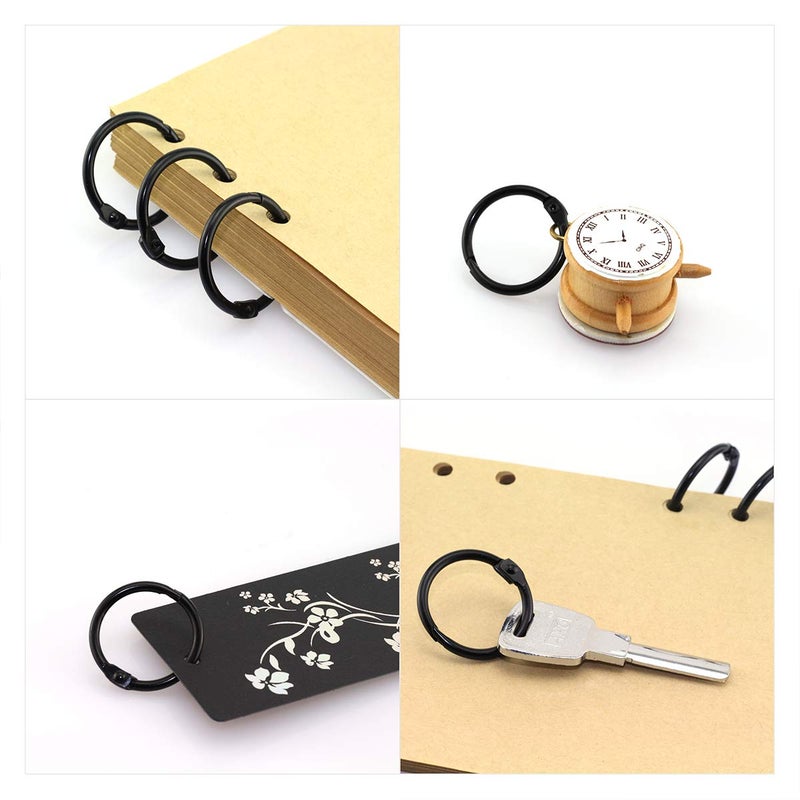 Lind Kitchen 40pcs 1" Book Ring Metal Loose Leaf Binder Hinged Buckle Binding Rings for Scrapbook Sketchbook DIY Craft Photo Album(Bronze+Black) - Image 5